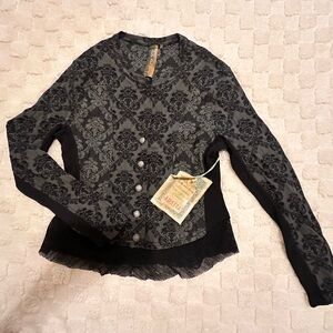 Aratta Black Floral Lace Cardigan